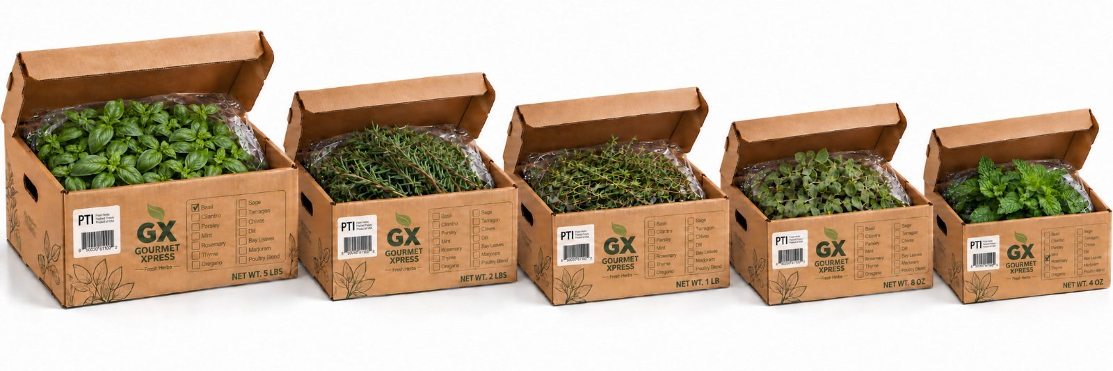 Bulk box range from 5 lb to 4 oz