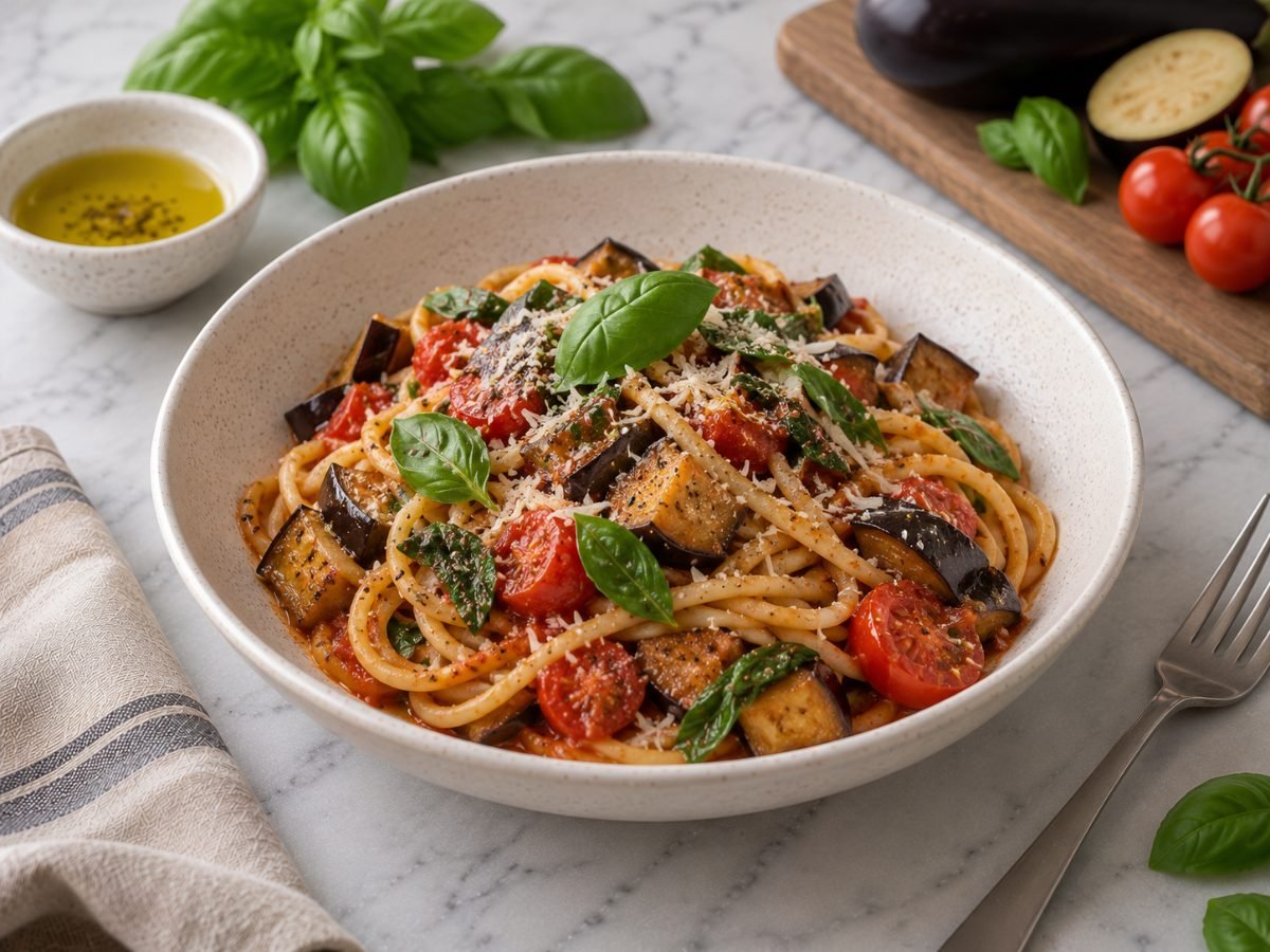 Eggplant & Basil Pasta