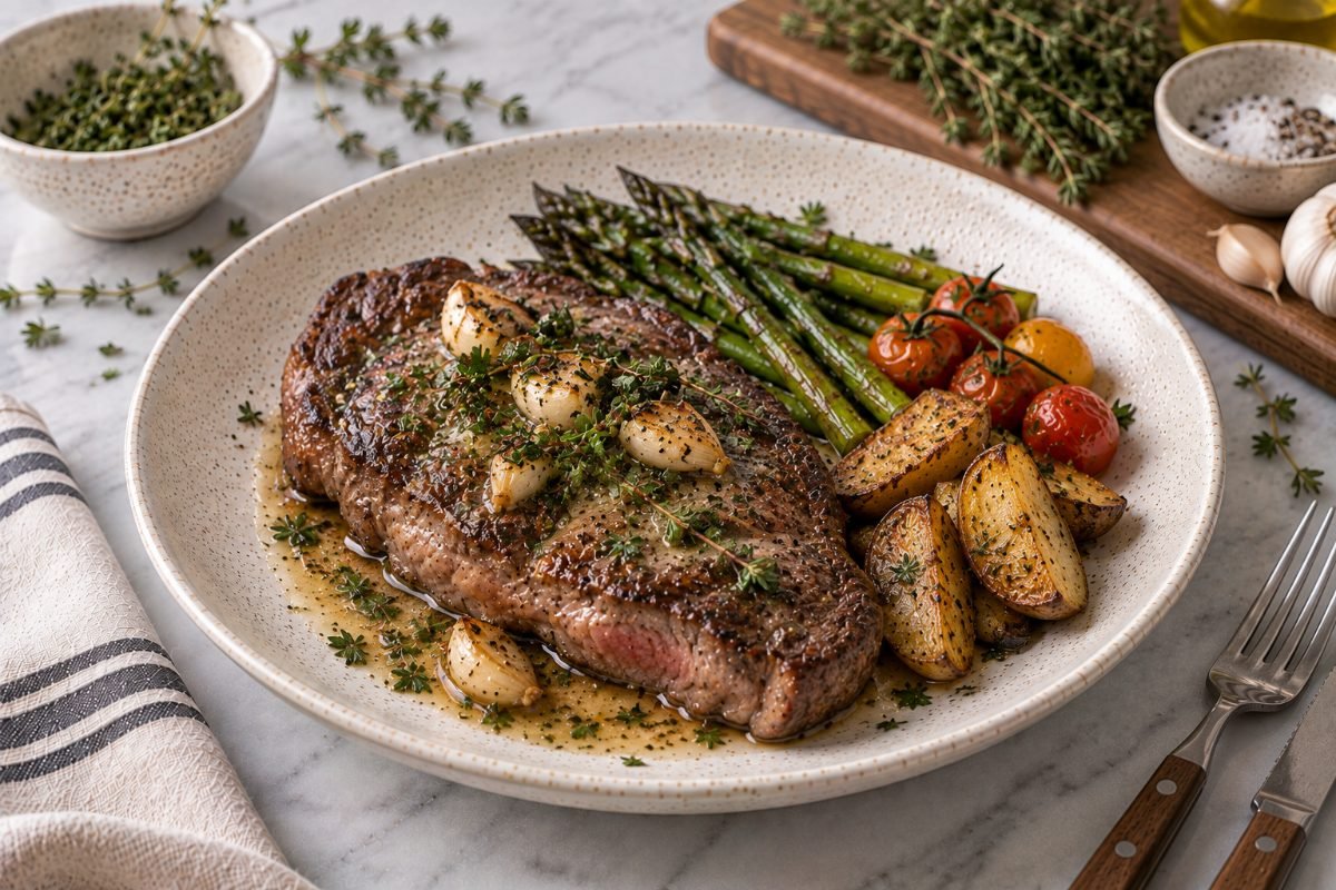 Garlic Butter Steak with Fresh Thyme