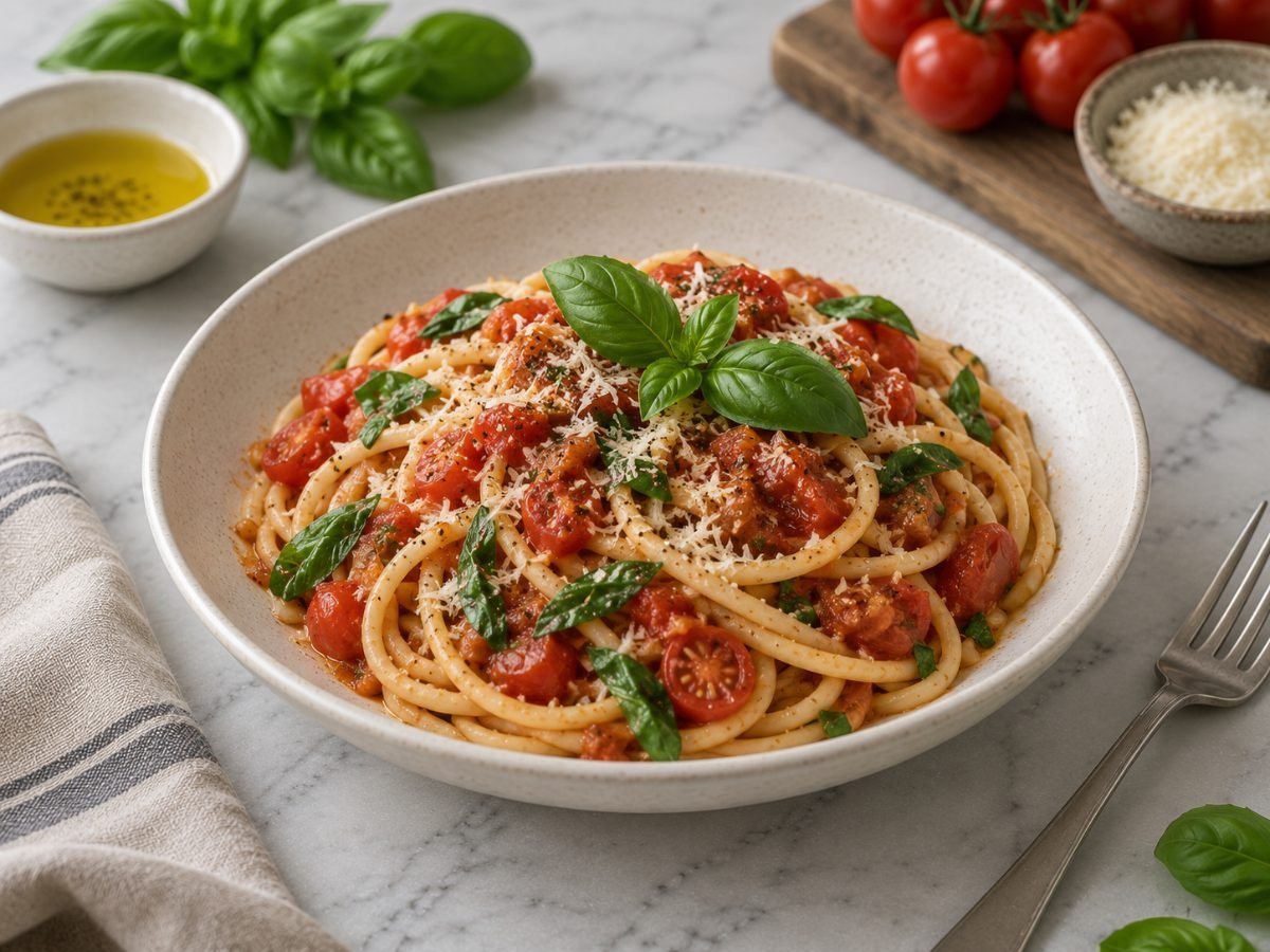 Pasta with Fresh Tomato & Basil