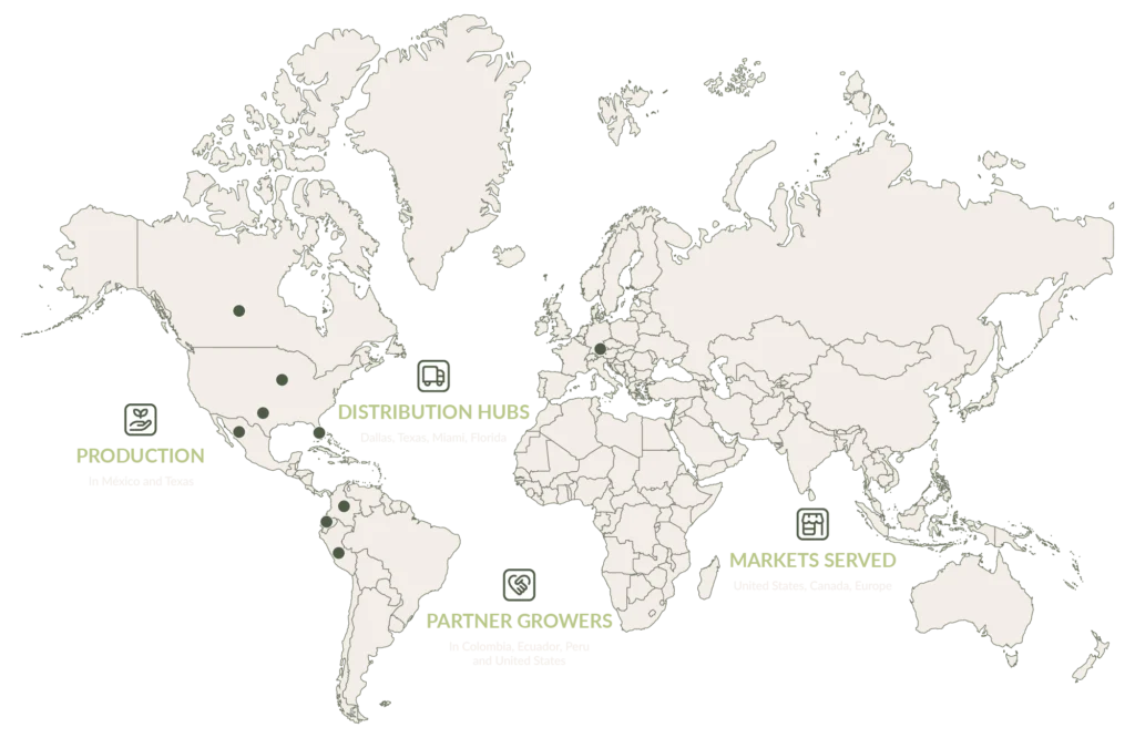 World map showing where Gourmet Xpress operates, desktop version