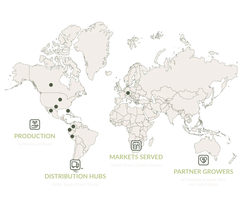 World map showing where Gourmet Xpress operates, mobile version